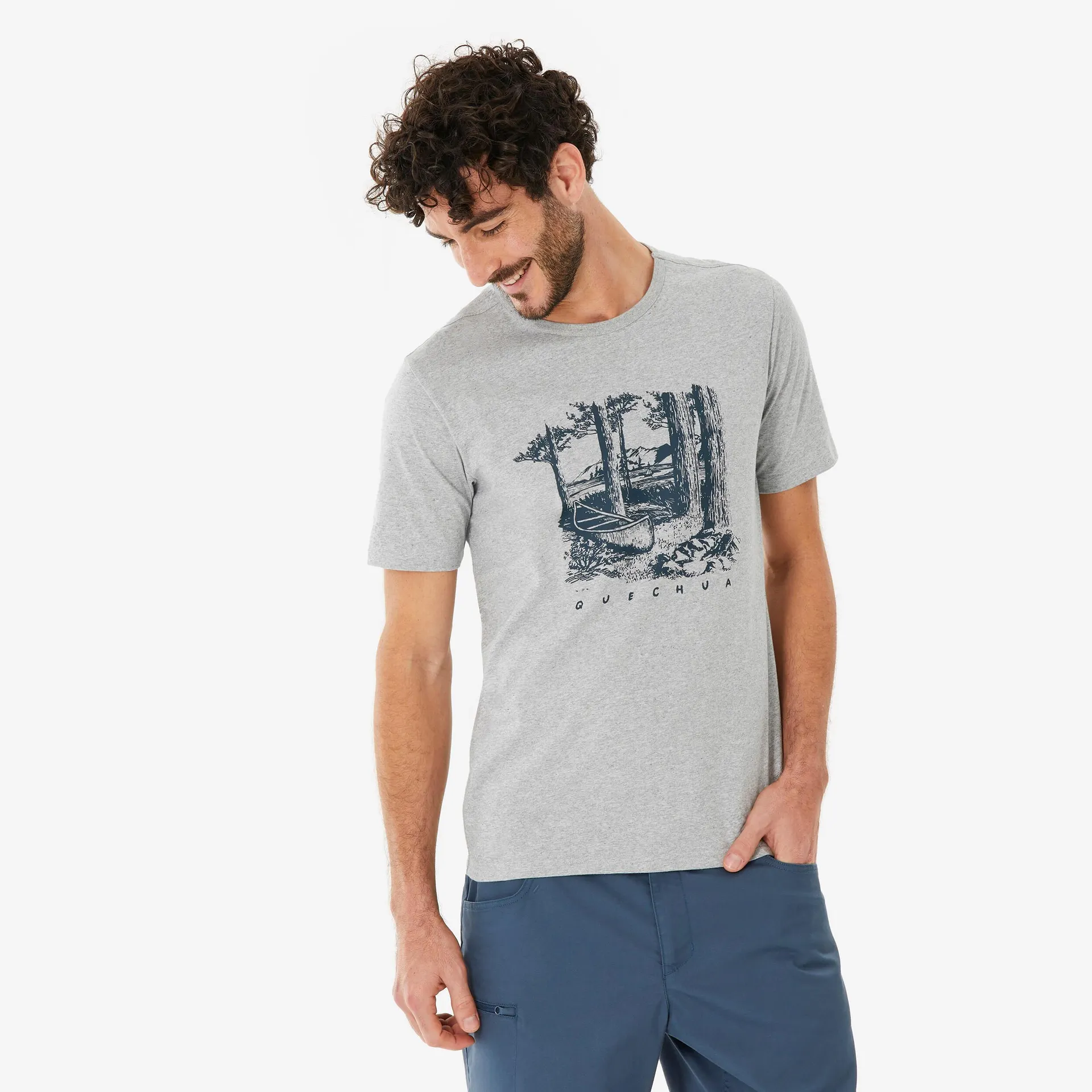 T-shirt en coton de randonnée - NH 100 gris