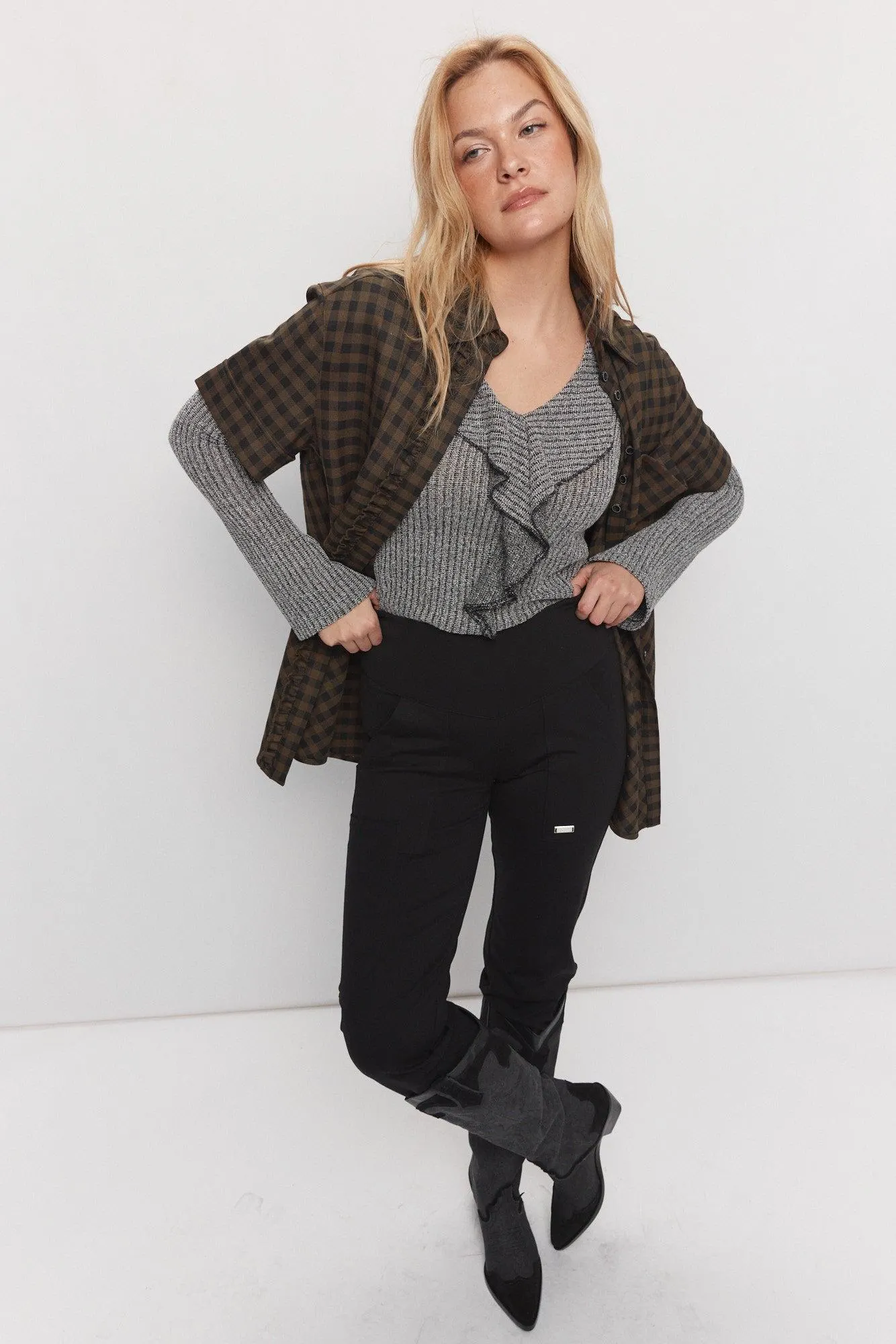 Chemise à carreaux kaki à manches courtes | Moxy