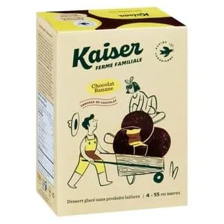 Dessert glacé Barre sans produits laitiers chocolat banane
