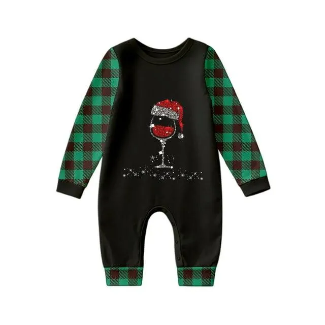 LUOGENLI Pyjamas de Noël Assortis pour Famille Ensembles Assortis pour Bébé Pyjamas de Fête de Vacances Vêtements de Détente Confortables pour Parents Enfants Tenues d'Hiver Bébé Année Vert Taille 6-9 Mois