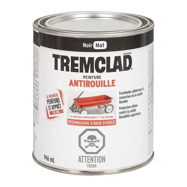 Peinture antirouille Tremclad noir mat 946 ml