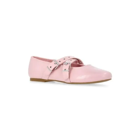 No Boundaries Mary Jane Ballet Flats with Cross-Band Buckle Strap, Women’s