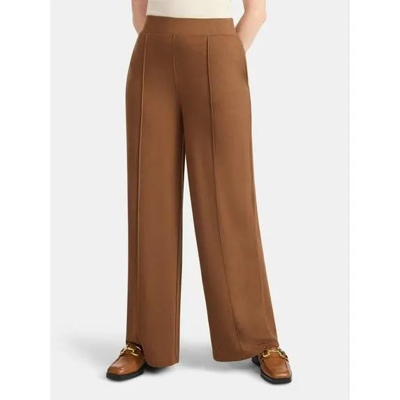 Time and Tru Women's Knit Wide Leg Pants, Sizes XS-XXXL