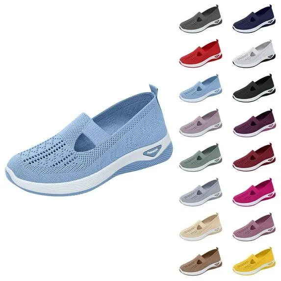 XDDLITP Women's Woven Orthopedic Walking Shoes Soft Mesh Upper Breathable & Lightweight Slip-On Design with Arch Support Perfect for Sports & Everyday Comfort,Black 43(US-10)