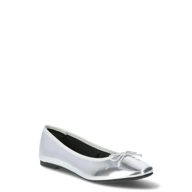 Time and Tru Women's String Bow Ballet Flats, Sizes 6-11