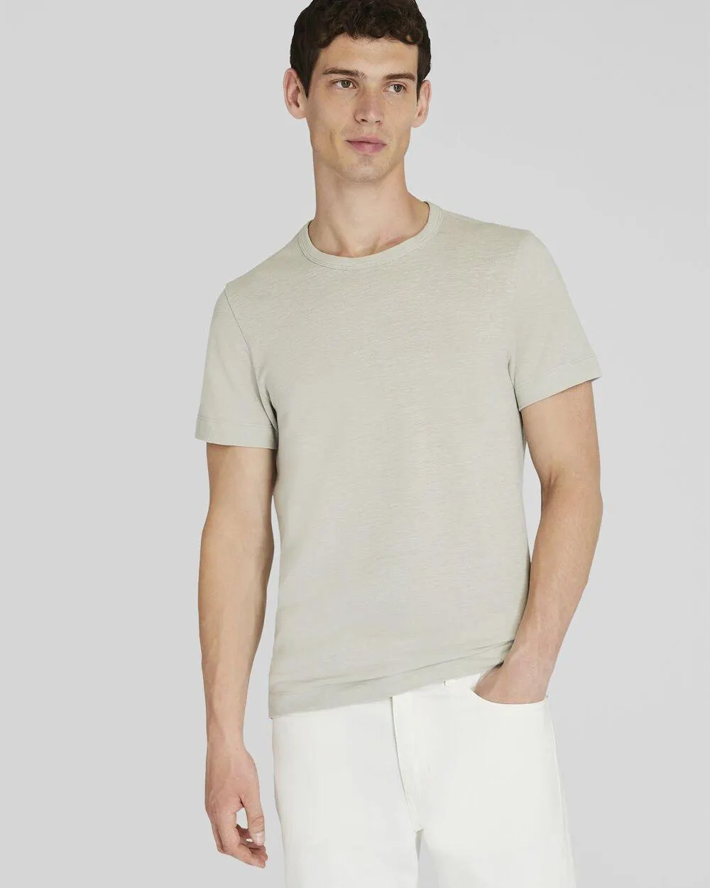 Short Sleeve Linen-Cotton Piqué Tee