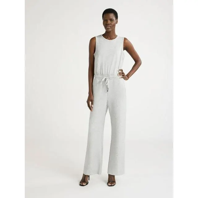 Scoop Women’s Scuba Knit Racerback Wide Leg Jumpsuit, Sizes XS-XXL