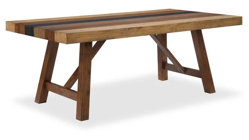 Table de salle à manger Boden de 78 po (L) avec base à tréteaux - brune