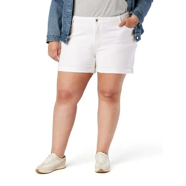 Levi Strauss Signature Women's and Women's Plus Size Mid Rise 5" Cuffed Shorts, Sizes 2-28