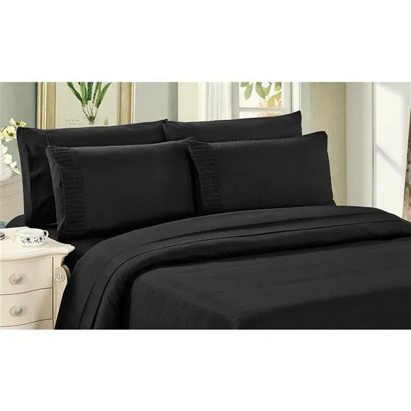 Draps Marina Decoration noir pour grand lit en polyester, 6 mcx