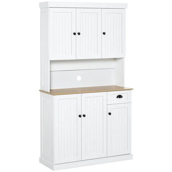 Armoire de rangement HOMCOM composite blanc 39,8 L x 15,4 P x 70,9 po H avec 6 portes et 1 tiroir