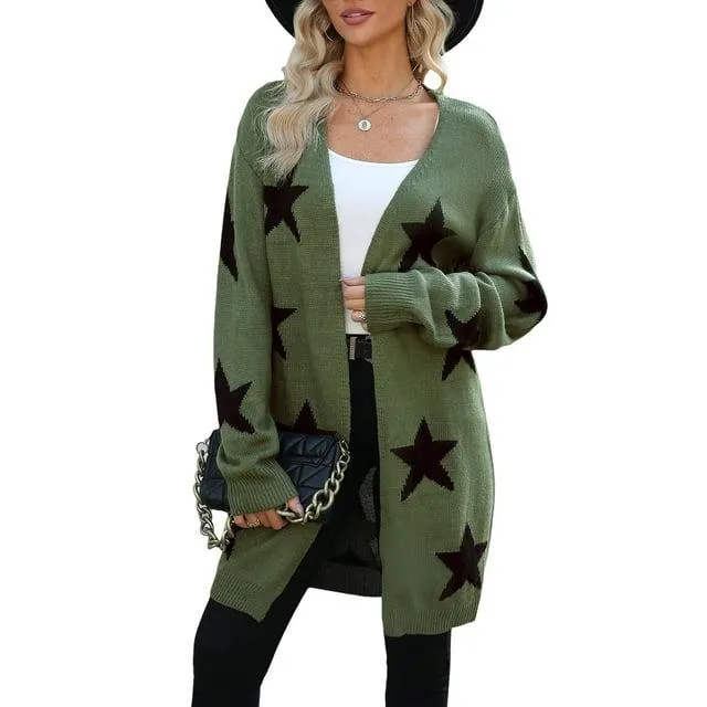 CUPSHE Women's Star Print Open Front Cardigan,Sizes S-XL