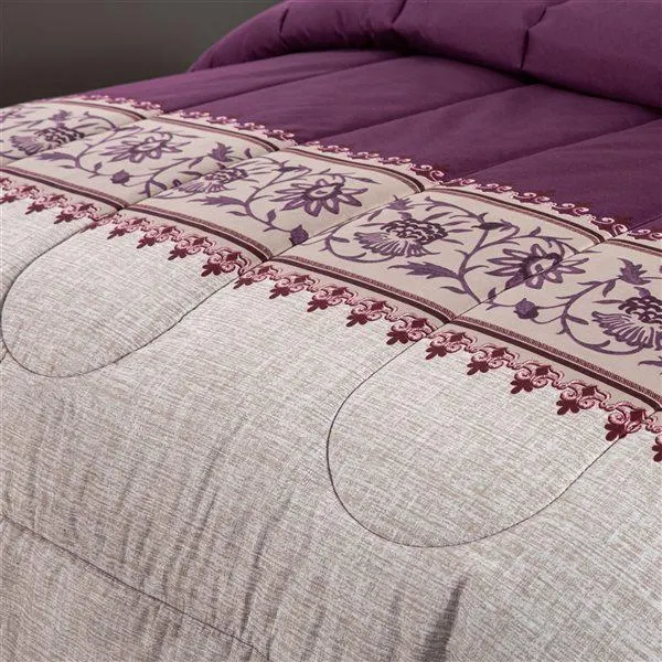 Ens. de courtepointe florale Marina Decoration pour grand lit en microfibre mauve avec rembourrage en polyester, 7 mcx
