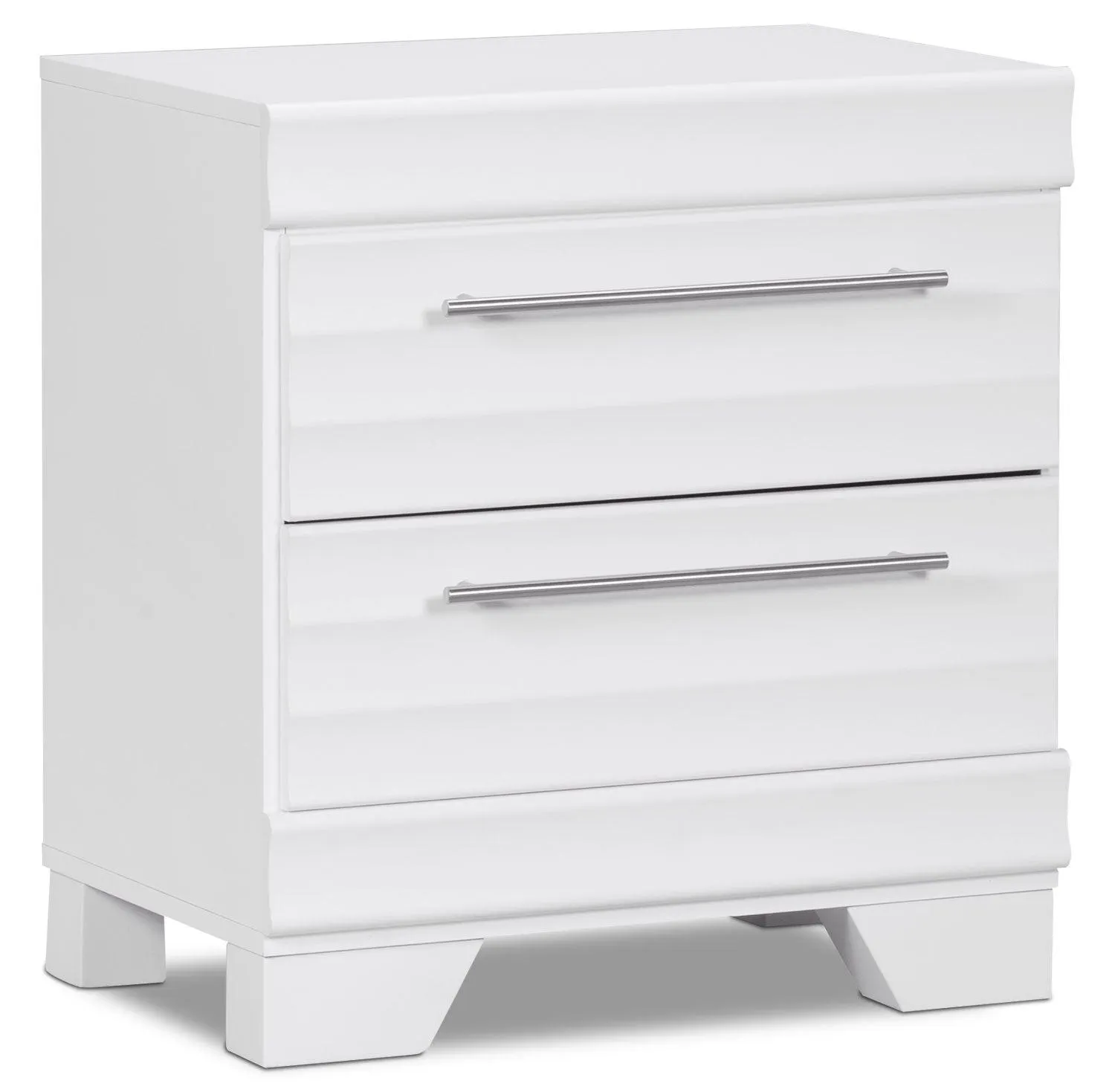 Table de nuit Olivia de 23,5 po (L) x 25,2 po (H) à 2 tiroirs, fabriquée au Canada - blanche