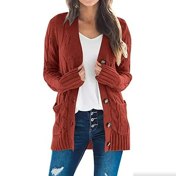 RKSTN Cardigans Cardigan pour Femmes Mode Automne 2023 Ouvert devant Décontractés en Tricot Ample Surdimensionné Manteau Chunky avec Poches