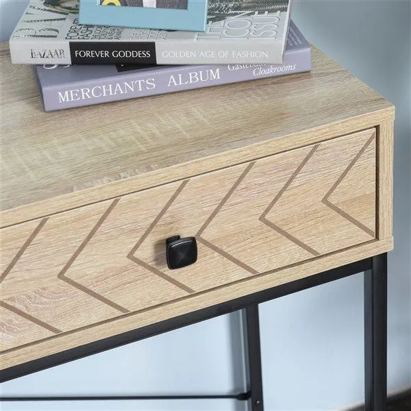 Table console moderne en métal par HomCom avec 2 tiroirs