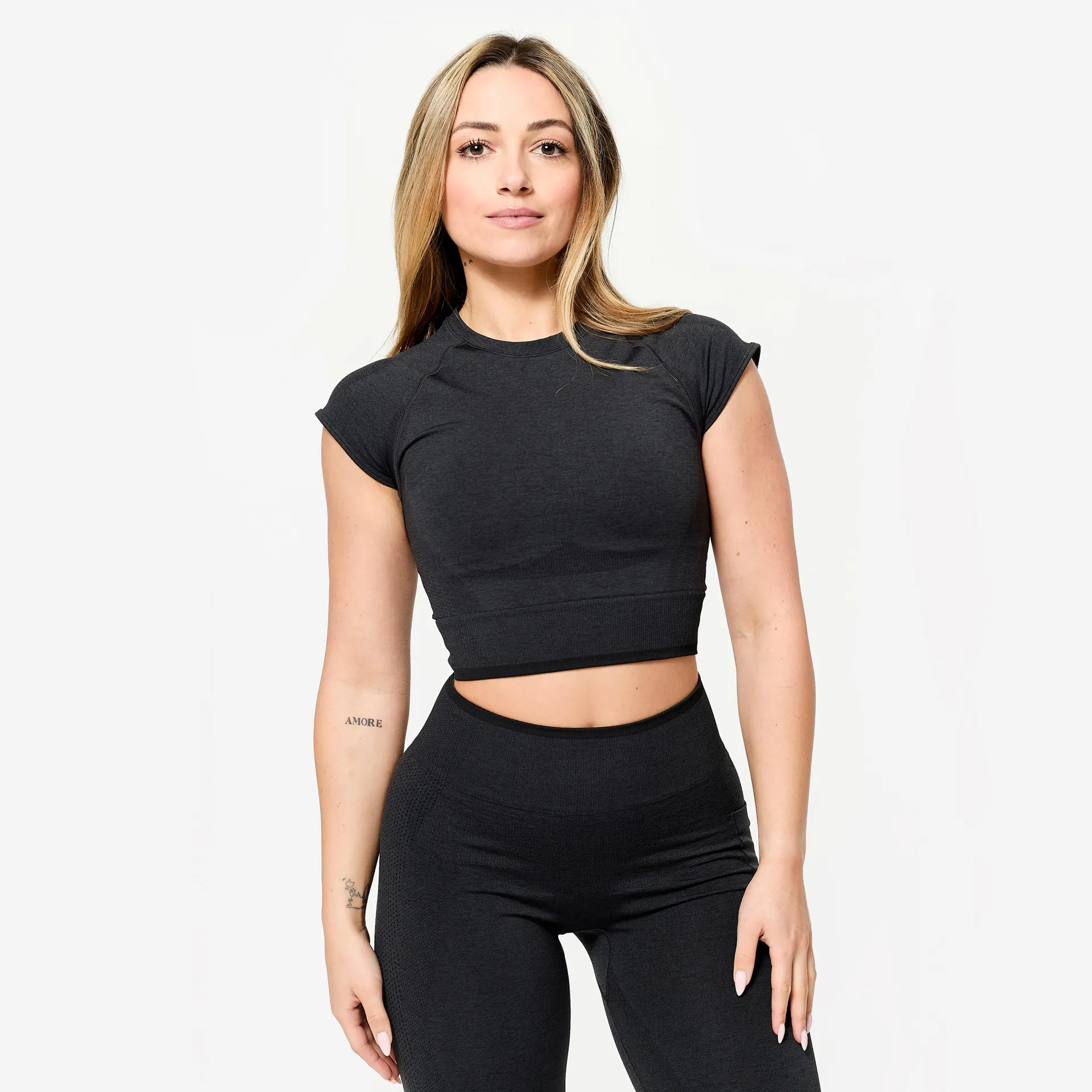 Haut court de musculation sans coutures femme