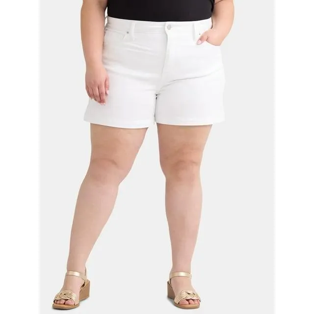 Terra & Sky Women's Plus Size Denim A-line Short, 5" Inseam, Sizes 16W-24W