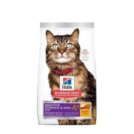 Nourriture sèche « Sensitive Stomach & Skin » au poulet et riz pour chats adultes, 7,03 kg