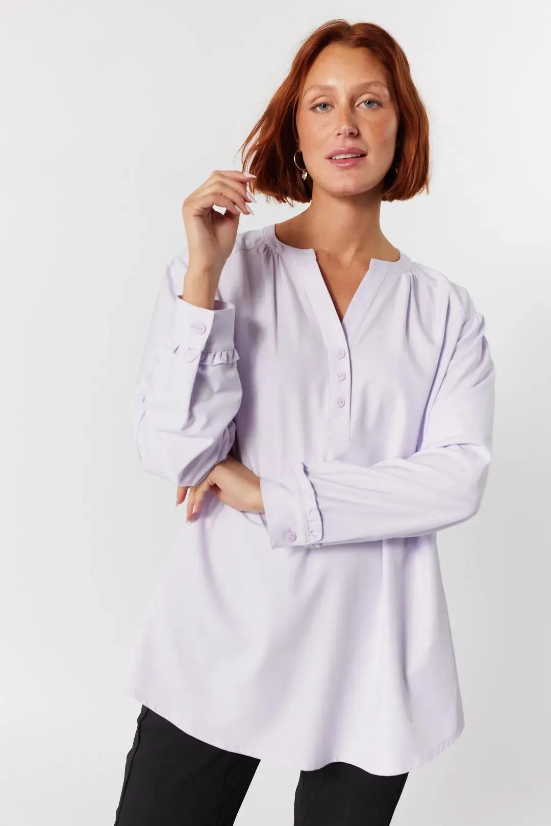 Blouse lilas à encolure boutonnière | Tyllie