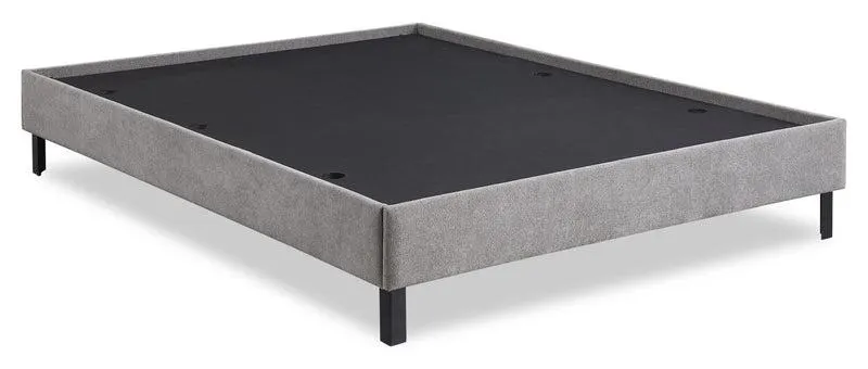 Base de lit plateforme Amos rembourrée en tissu gris - format lit double