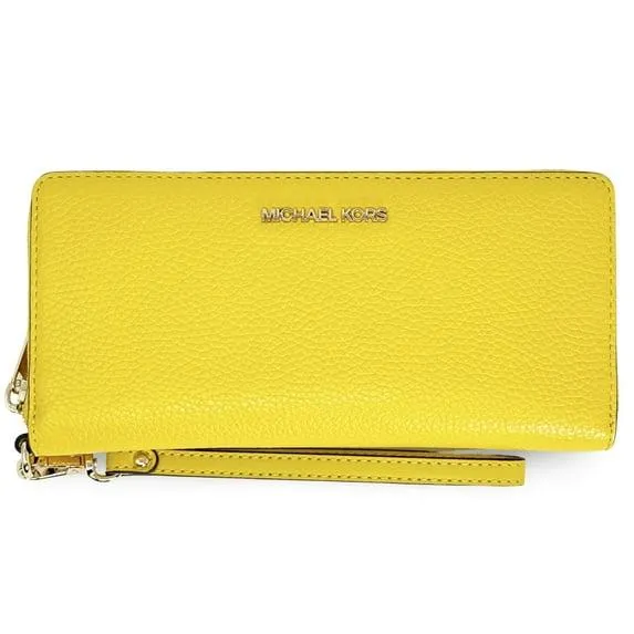 Michael Kors Women's Large Pebbled Leather Zip Around Continental Wallet (Honey)