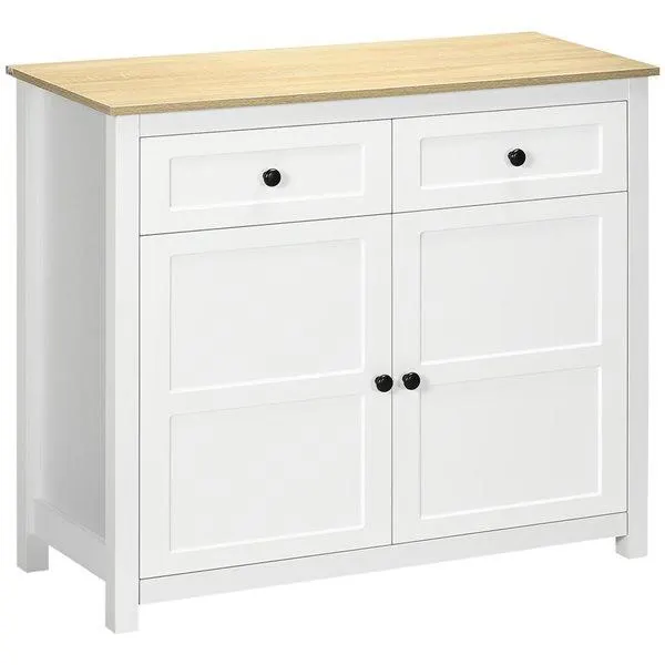 Armoire de rangement autoportante HOMCOM 39,5 po l. panneau de particules blanc avec tablette ajustable et tiroir