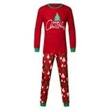 EGNMCR Pyjamas de Noël pour la Famille, Pyjama Classique à Carreaux pour Noël Tenue Parent-Enfant Homme Papa Arbre Imprimé Haut+pantalon Vêtements de Famille Pyjamas Hommes