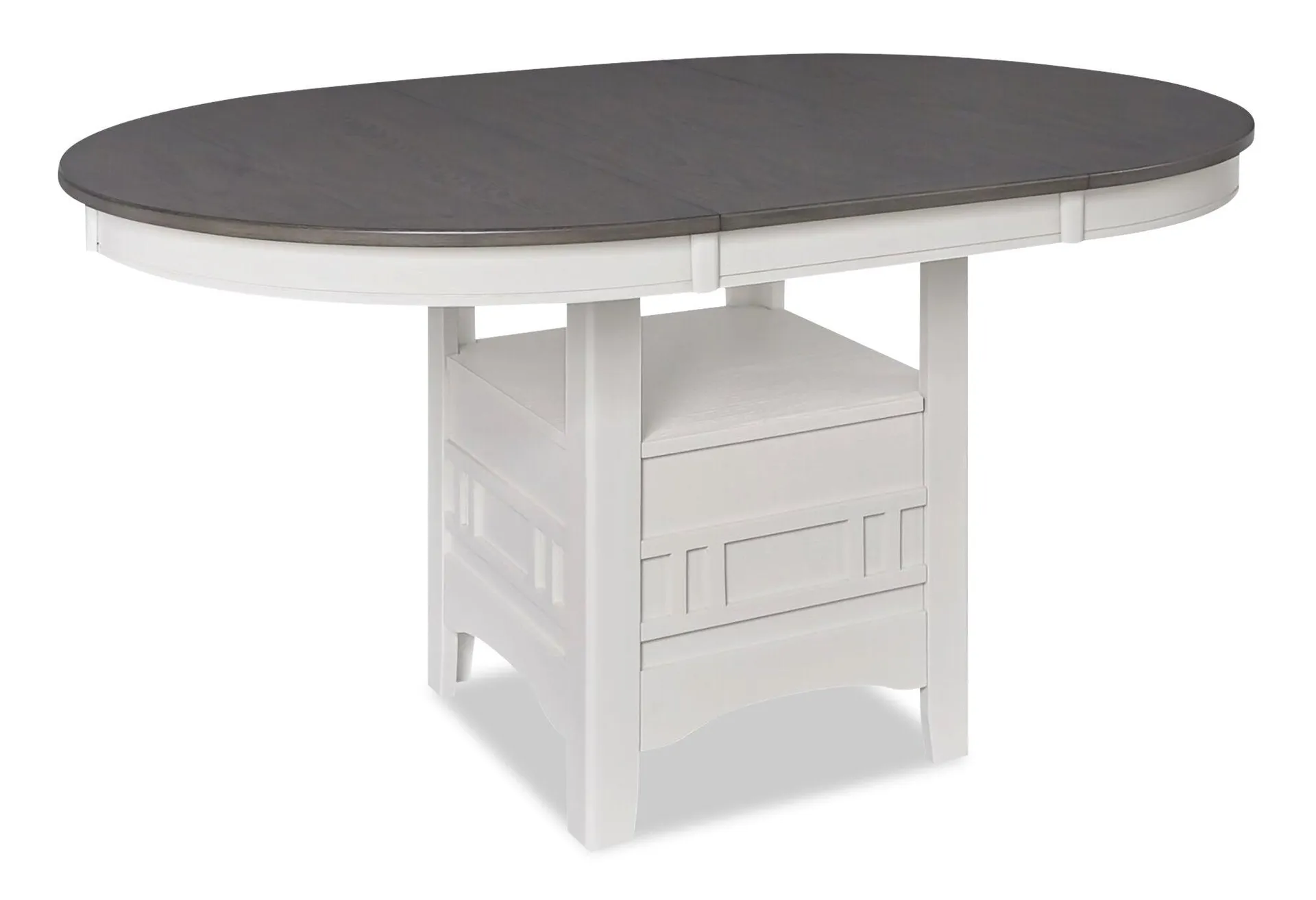 Table de salle à manger ronde Dena de 42 po à 60 po (L) avec rallonge - gris tourterelle