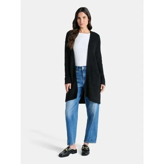 Time and Tru Women’s and Women’s Plus Super Soft Longline Cardigan Sweater, Lightweight, Size XS-4X