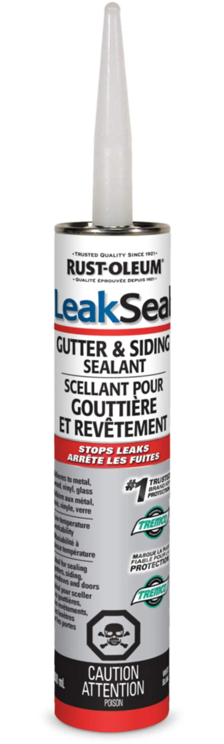 Scellant pour gouttière/revêtement Rust-Oleum LeakSeal, toutes saisons, réparation de surface, blanc, 300 mL