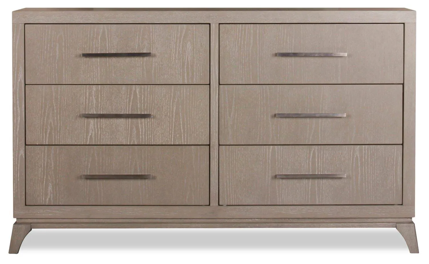 Commode River de 58 po (L) x 35 po (H) à 6 tiroirs pour la chambre à coucher - gris brossé