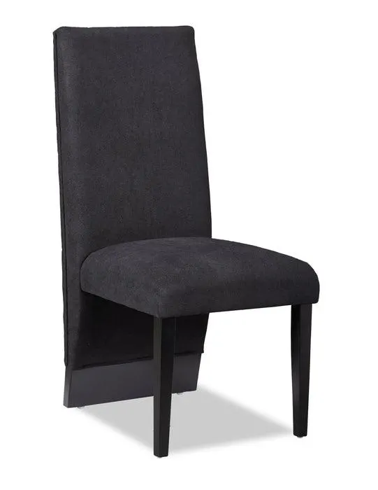 Chaise de salle à manger Vega en tissu de polyester et bois avec capitonnage à canaux - noire