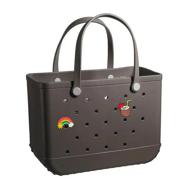 Extra Large /Large Rubber Tote Bag for Women & Men, Waterproof Lightweight Travel X-Large Beach Bag for Boat & Pool Coffee Large