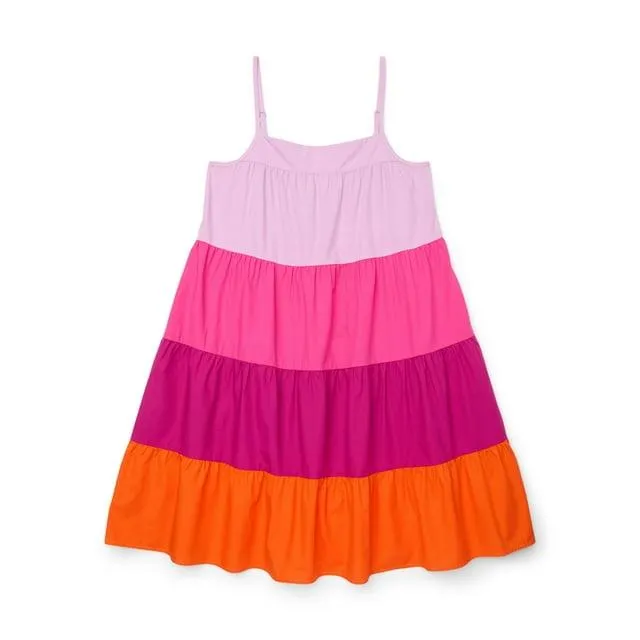 Wonder Nation Girls Tiered Colorblock Dress, Sizes 4-18 & Plus
