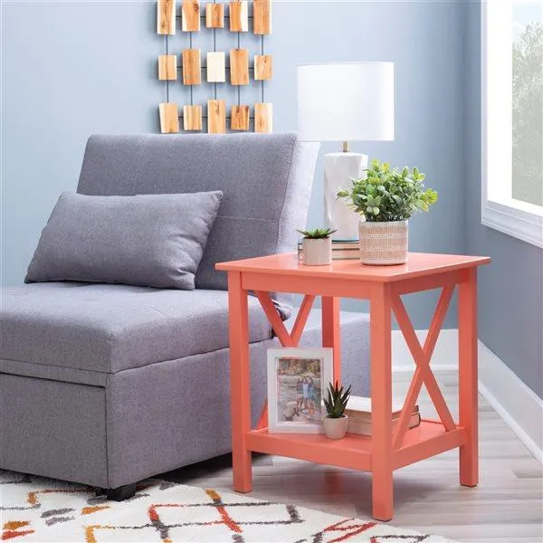 Table d'extrémité Dorset de Linon Home Décor corail 22 po x 20 po