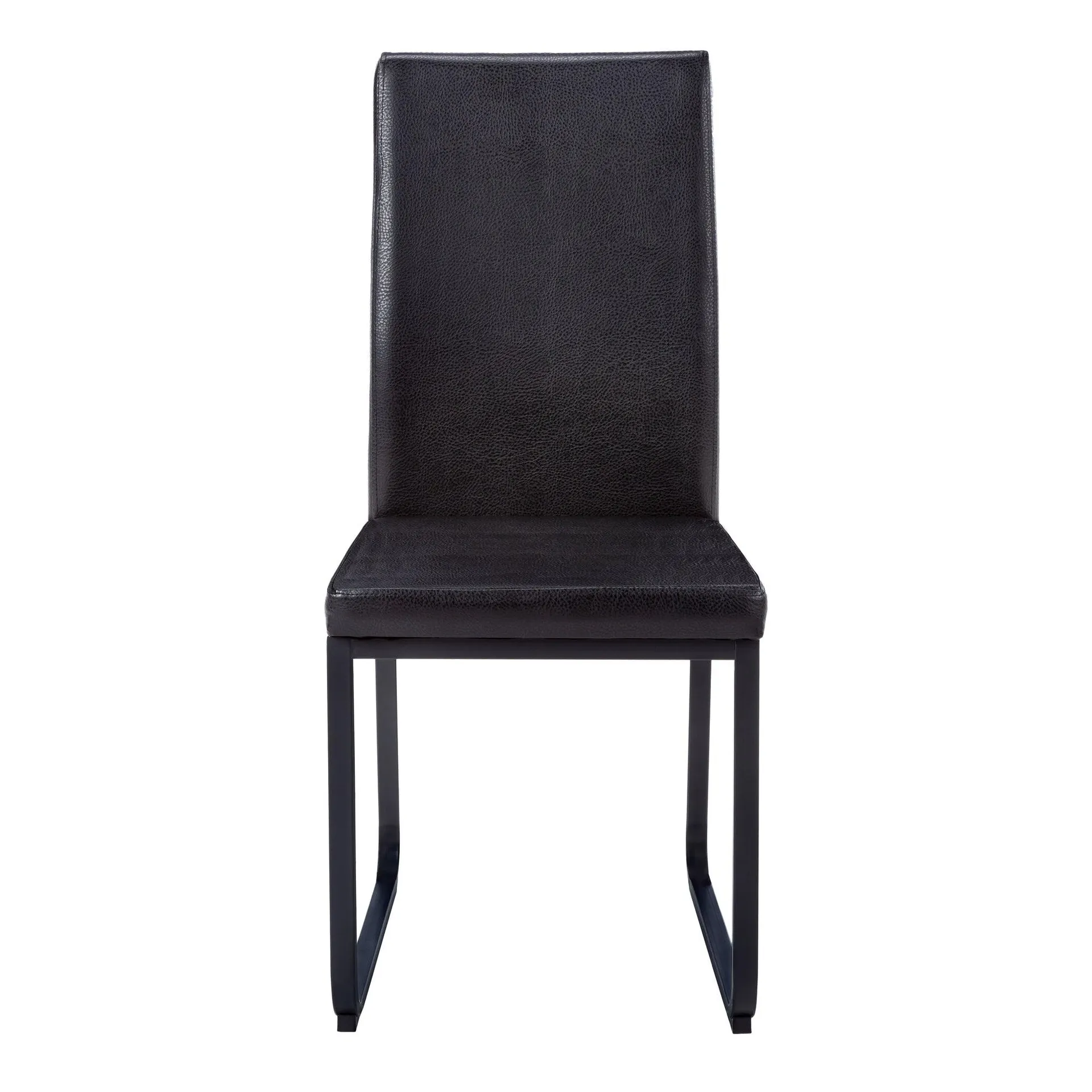 Chaise de salle à manger noir et d’apparence cuir noir, 2 pièces