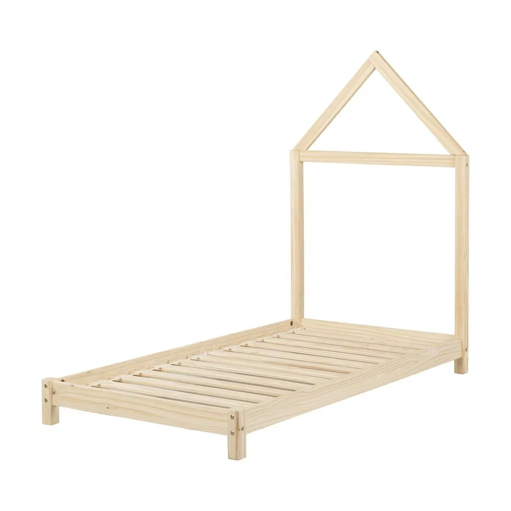 Lit avec tête de lit en forme de maison Naturelle