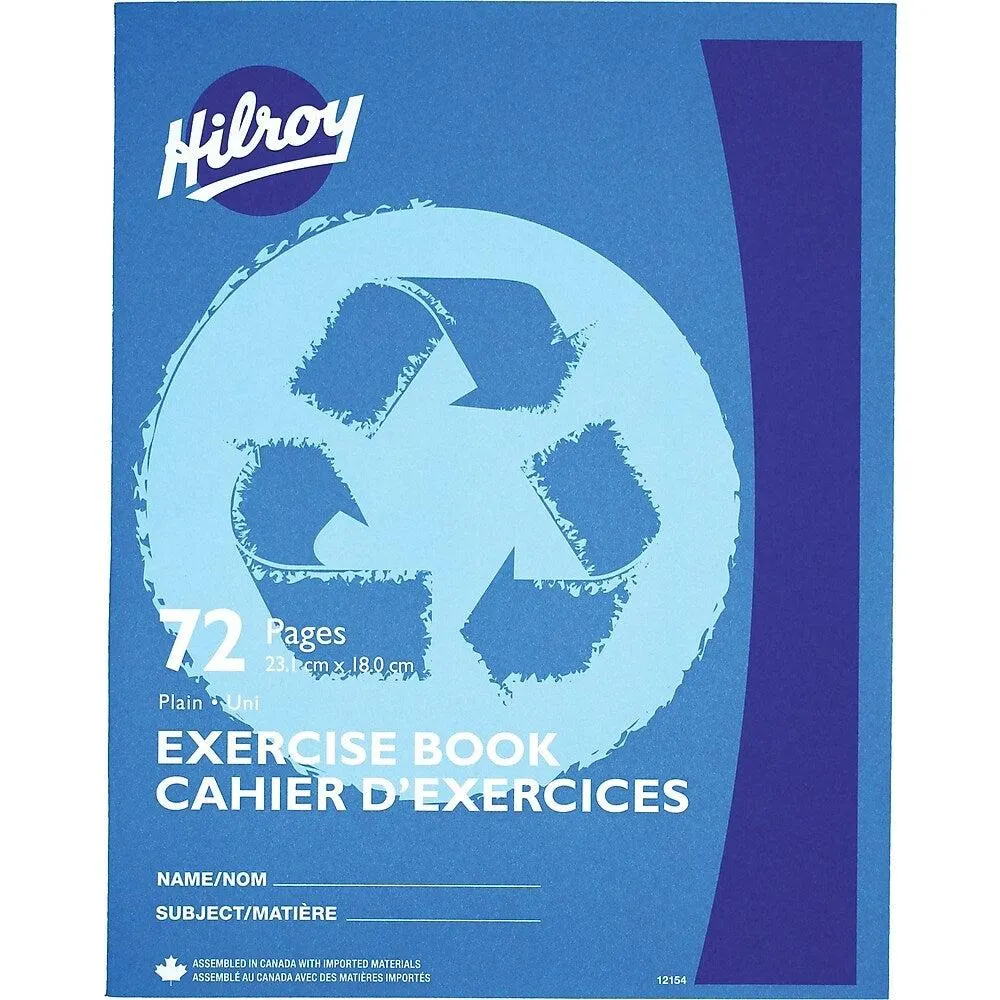 Hilroy - Cahier d'exercices recyclé, sans lignes, 9 1/8 po x 7 1/8 po, 72 pages