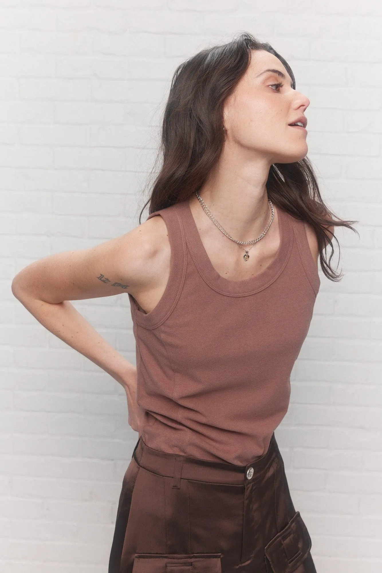 Camisole marron encolure ronde | Bowery