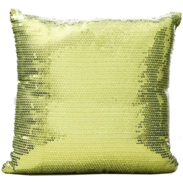 Coussin décoratif carré vert lime de 16 po x 16 po Bling par Gouchee Home