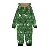 Dsscvnef Tenues Familiales Assorties Combinaison pour Enfants Pyjamas de Noël Famille Mignons Grande Tête Imprimé Cerf à Carreaux Combinaison à Manches Longues Vêtements de Nuit Décontractés Doux Ensemble de Pyjamas de Noël en Satin