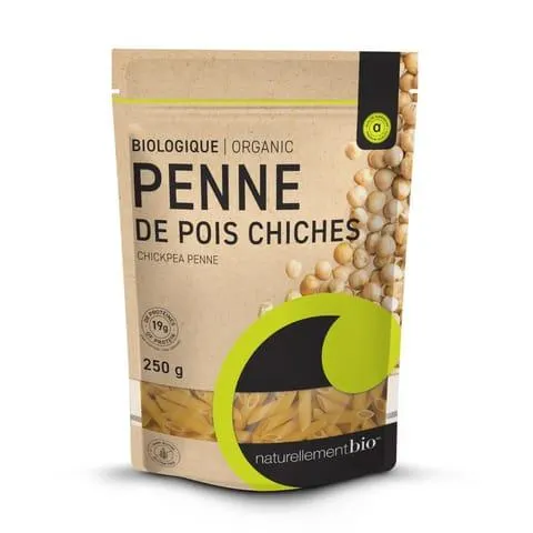 Pâtes de légumineuses - Penne protéinés de pois chiches biologiques