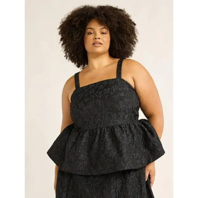 Scoop Women's and Women's Plus Jacquard Peplum Top, Sizes XS-4X