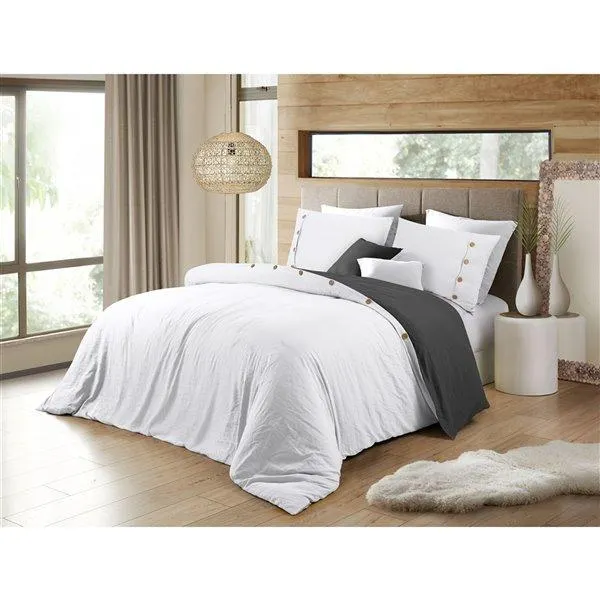 Ensemble de housse de couette réversible blanc grand lit par Swift Home, 3 mcx