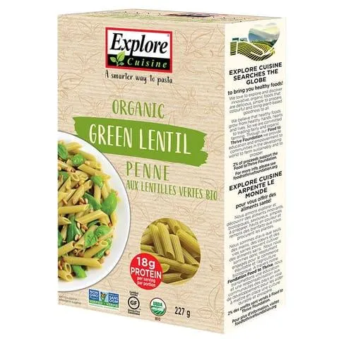 Pâtes de légumineuses bios - Penne aux lentilles vertes