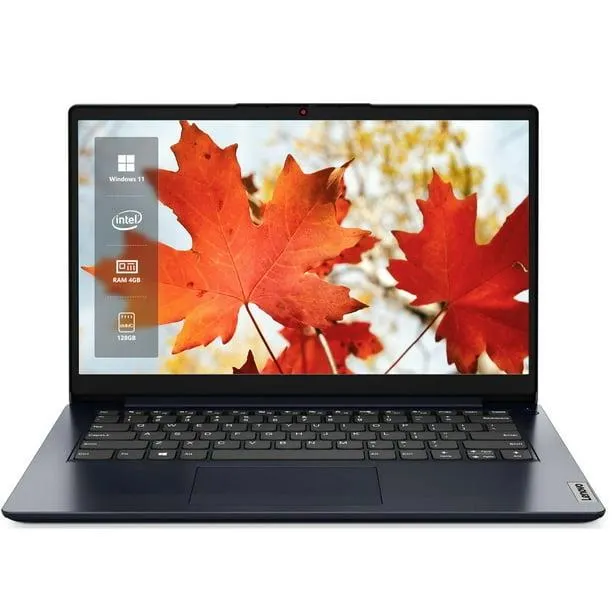 Lenovo IdeaPad 1 Ordinateur Portable Étudiant 14 Pouces, Intel Celeron N4020 Dual Core, 4 Go RAM, 128 Go eMMC Stockage, Intel UHD Graphics 600, Windows 11 Famille, Wi-Fi 6, HDMI, Bleu Abyssal