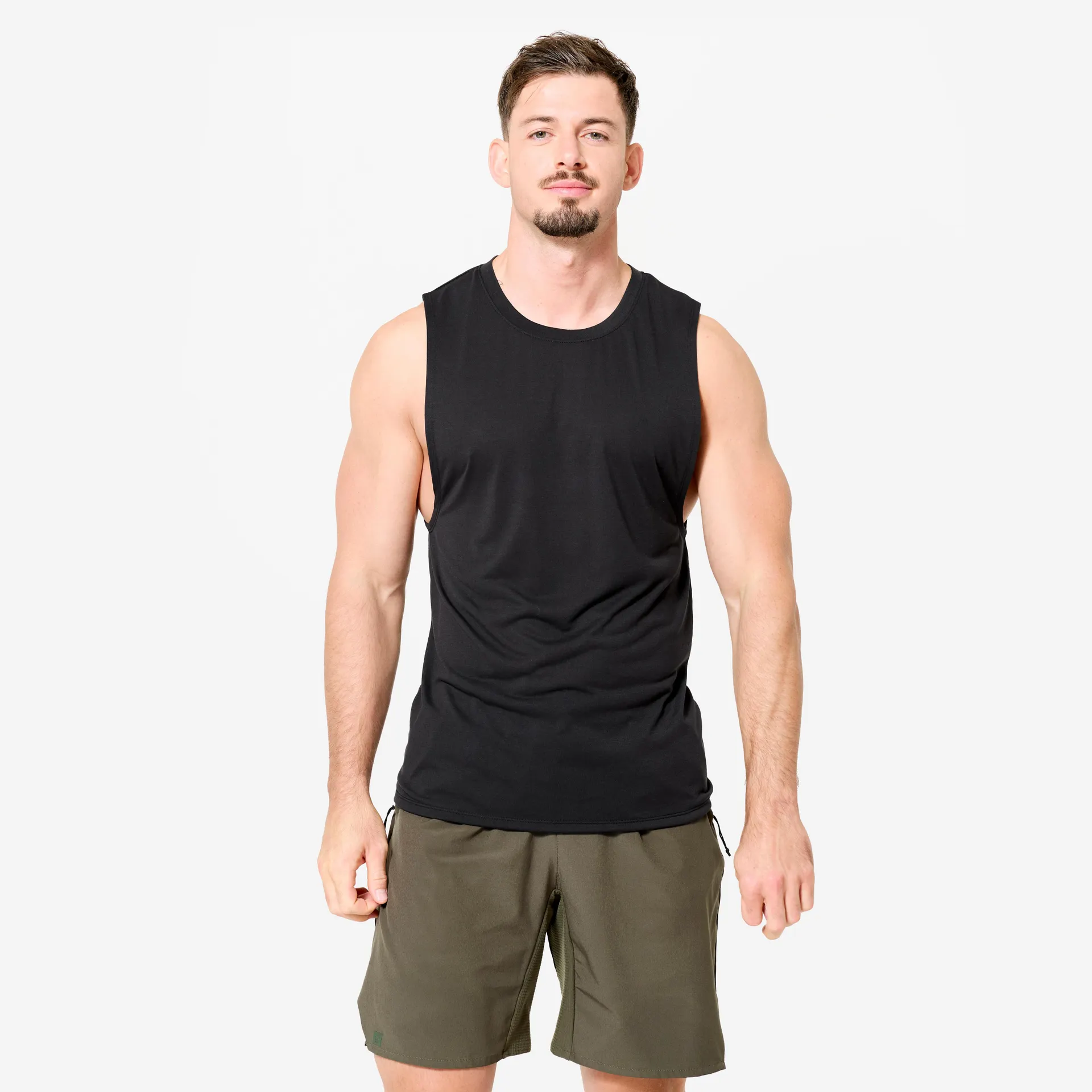 Camisole de cross training respirant slim col rond homme - noir