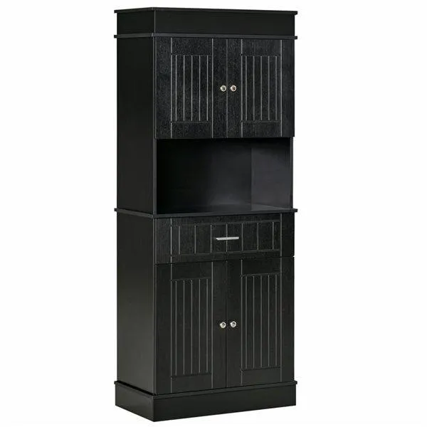 Rangement pour garde-manger par HOMCOM en composite noir et grain de bois