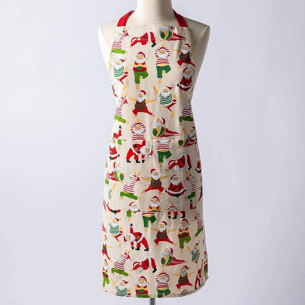 Harman Christmas 'Yoga Santa' Cotton Apron (Multi Colour)